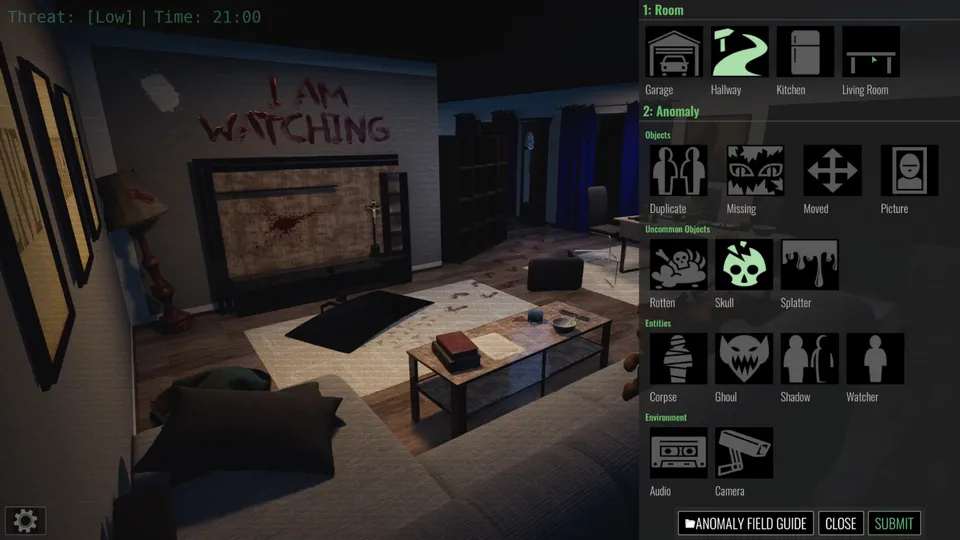 Living room feed with the Report Anomaly interface open