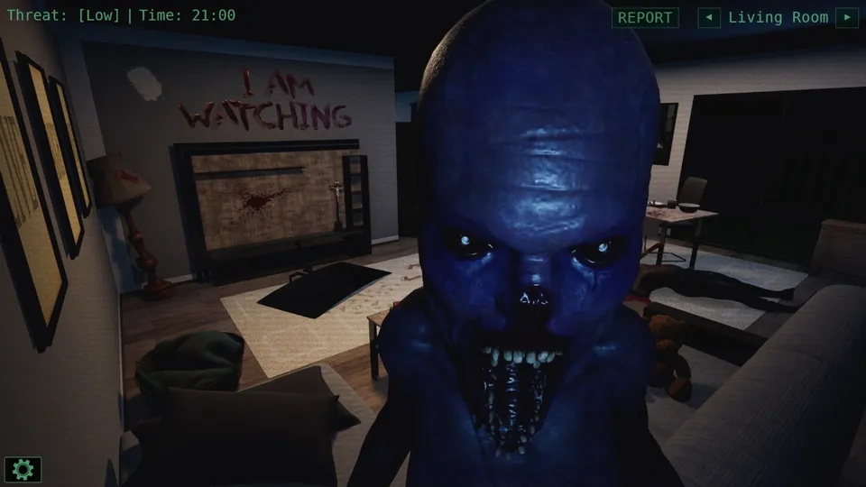 Living room camera feed with a Ghoul anomaly